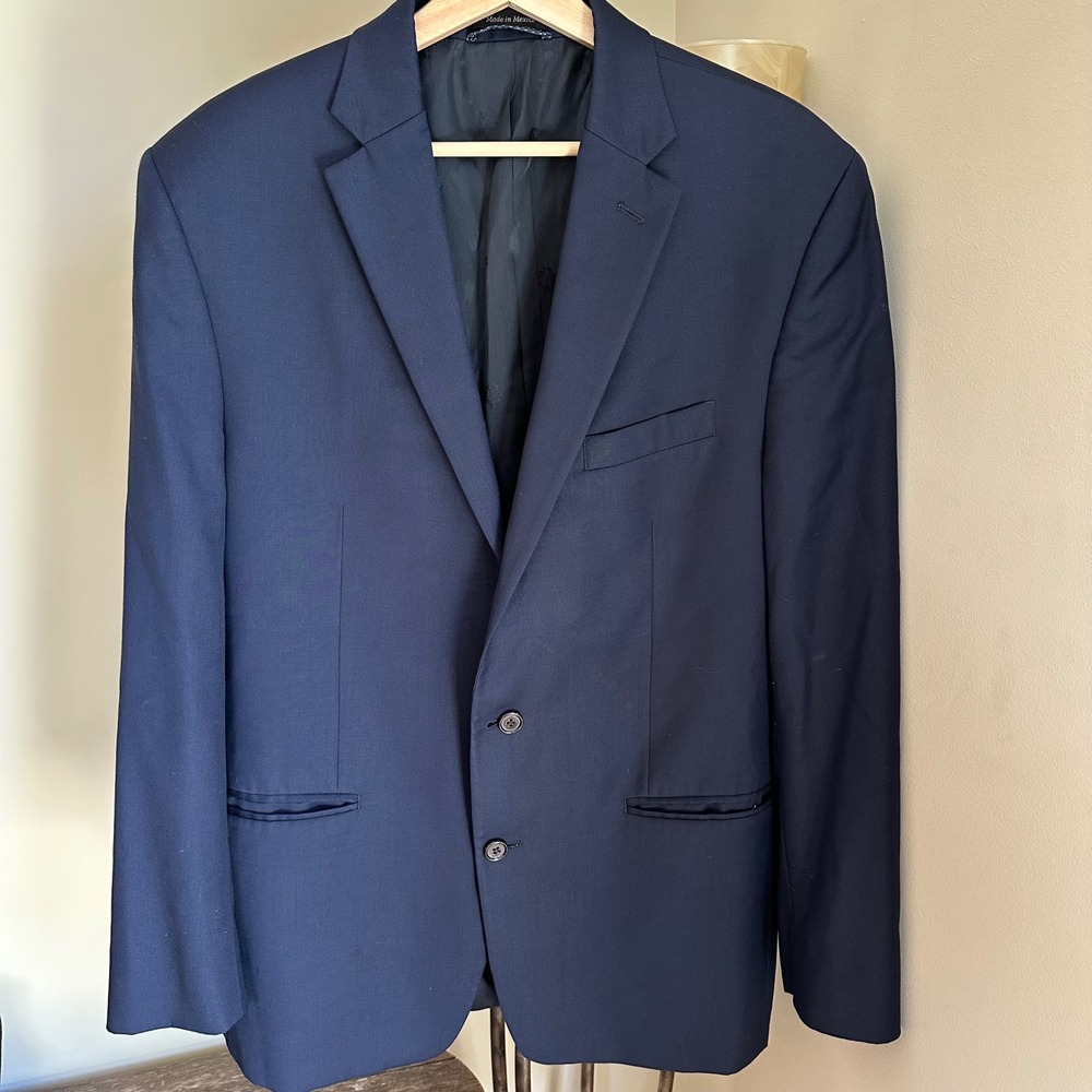 LAUREN‎ Ralph Lauren Men's Navy Blue Wool Blend Blazer - Size 44L